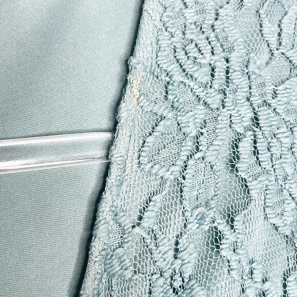 SHE & SKY Lace Mini Dress V-Neck Button Front Cap Sleeve Teal Blue Size Medium - Picture 9 of 10